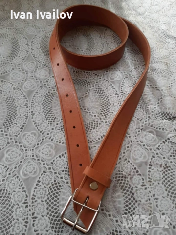 Мъжки колан от ЕСТЕСТВЕНА КОЖА – Ръчна изработка (Дължина до 150 см), снимка 2 - Колани - 54121913