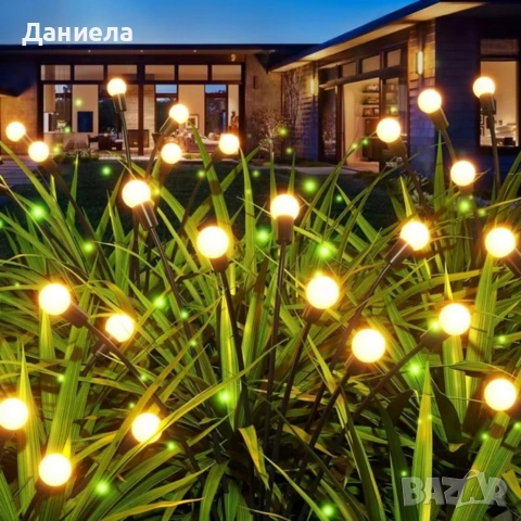 Соларни градински лампи "Светулки" 6 LED, комплект 2 броя - Топла бяла светлина, IP65, до 15 часа , снимка 7 - Декорация за дома - 54837264