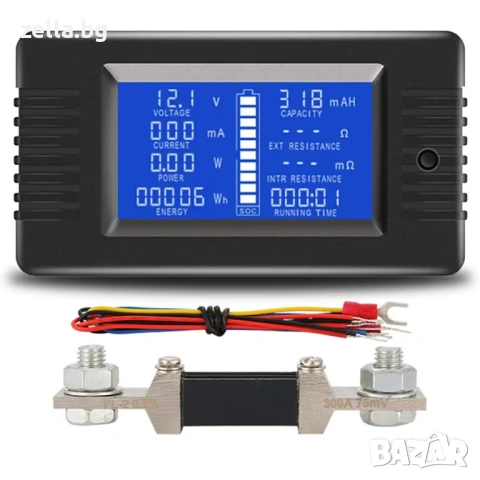 DC соларен електромер 0-200V 100A/300A – LCD волтметър и амперметър за фотоволтаични системи 10258