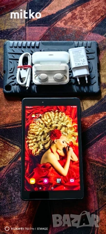 SAMSUNG GALAXY TAB A 8"-Перфектно състояние.Пълен комплект.Чисто нови безжични слушалки и 