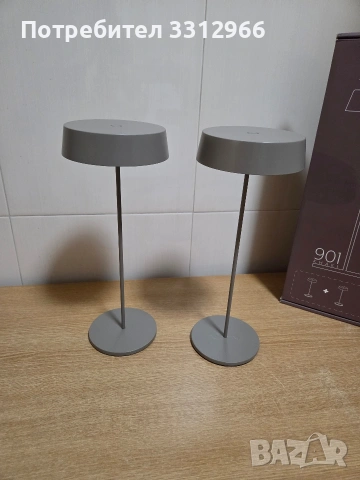 Комплект от две безжични LED настолни лампи Palmina 901 в сив цвят., снимка 2 - Настолни лампи - 54961367