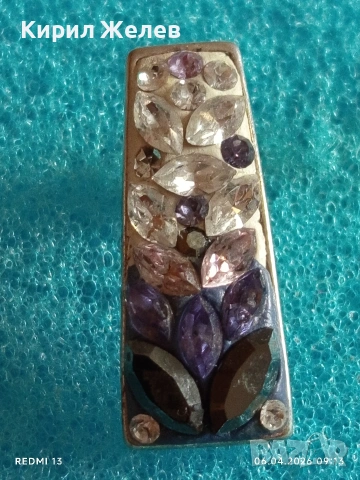 Коктейлна сребърна обеца с инкрустирани кристали цветни много красива 49832, снимка 6 - Обеци - 54104172