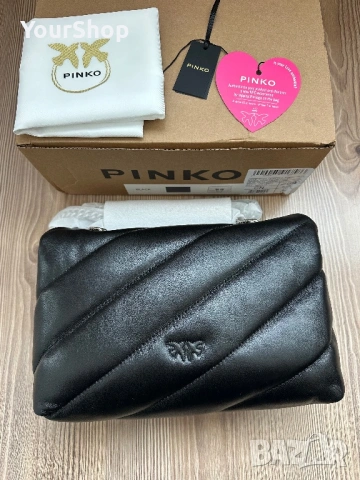 Чисто нова чанта PINKO Love Classic Puff черен цвят със сребристи елементи, снимка 3 - Чанти - 54533824