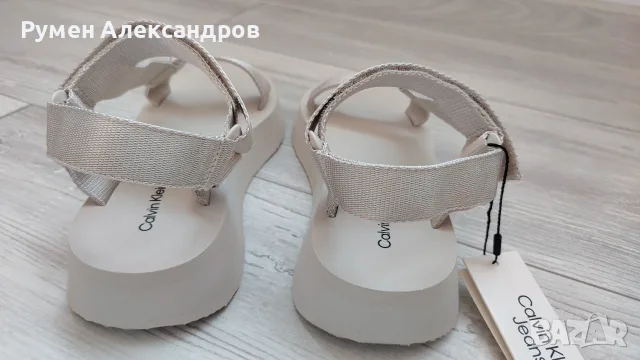 Чисто нови дамски сиви сандали CALVIN KLEIN JEANS EUR38, снимка 6 - Сандали - 55553104