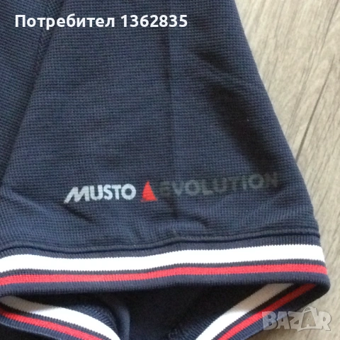 НОВА оригинална синя тениска с яка MUSTO размер L / 52 от Германия, снимка 7 - Тениски - 53958672