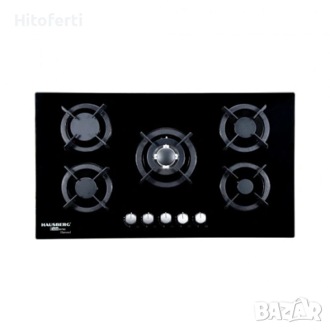 ЕЛЕКТРИЧЕСКИ ВГРАДЕН СТЪКЛЕН ГАЗОВ КОТЛОН 5 КОТЛОНИ 90СМ HAUSBERG HB-569NG