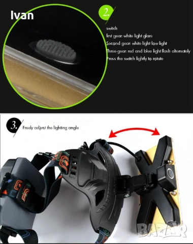 Лед фенер-челник /Led headlight, снимка 9 - Къмпинг осветление - 53982918