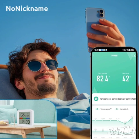 Smart Life, Tuya WiFi смарт сензор за температура и влажност с подсветка хигрометър термометър TH08B, снимка 8 - Друга електроника - 54596166