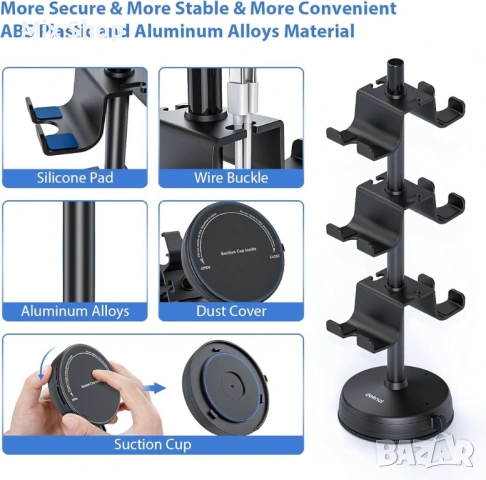 Нов 3-слоен държач за контролер за 6 PS5 PS4 Switch Pro XBOX One, държач за слушалки, снимка 3 - Друга електроника - 54217296