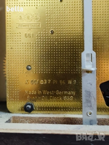 Рядък немски паркетен часовник SBS Feintechnik – West Germany, снимка 11 - Антикварни и старинни предмети - 54043278
