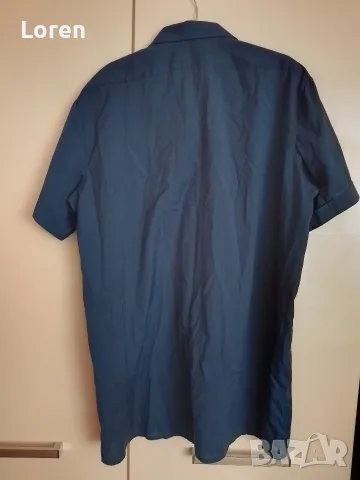 Мъжка риза с къс ръкав тъмно син цвят, снимка 7 - Ризи - 51873867