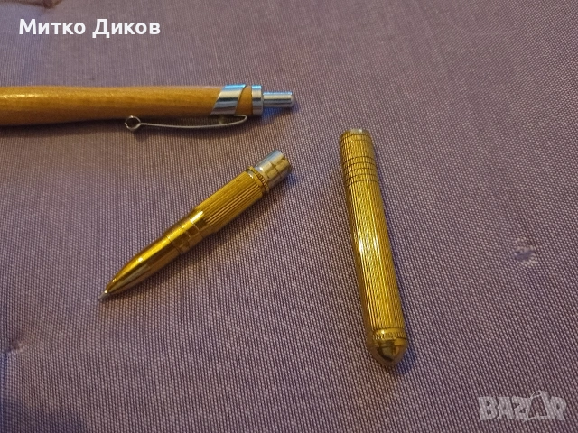 Бамбукова химикалка нова и метални ролер златиста ролер, снимка 3 - Ученически пособия, канцеларски материали - 55189759