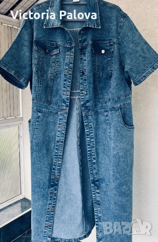 Макси дънкова рокля / тренч 5XL (става и за XL, 2XL), снимка 3 - Рокли - 54654191