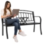 Градинска пейка 2 в 1 с разтегателна маса – стомана, 150 кг, 127 см, черна, снимка 6