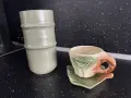 Ръчно изработени ваза и керамична чаша с чинийка – уникат, снимка 5