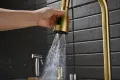 100см Модерна златиста мултифункционална кухненска мивка с двоен водопад, снимка 7
