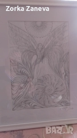 	Графична рисунка,авторска,в рамка., снимка 3 - Картини - 54658104