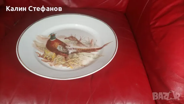 Голяма салатна порцеланова чиния с ловни мотиви, снимка 5 - Колекции - 55664188