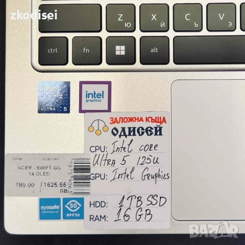 Лаптоп ACER SWIFT GO 14 OLED 14 Инча, снимка 2 - Лаптопи за работа - 54374153