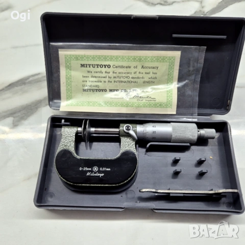 Микрометър зъбомер MITUTOYO 0-25mm,, снимка 4 - Други инструменти - 54784813