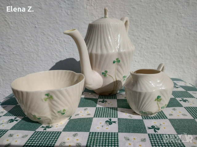 Комплект от 3 части Belleek Ирландия, снимка 2 - Сервизи - 55247797