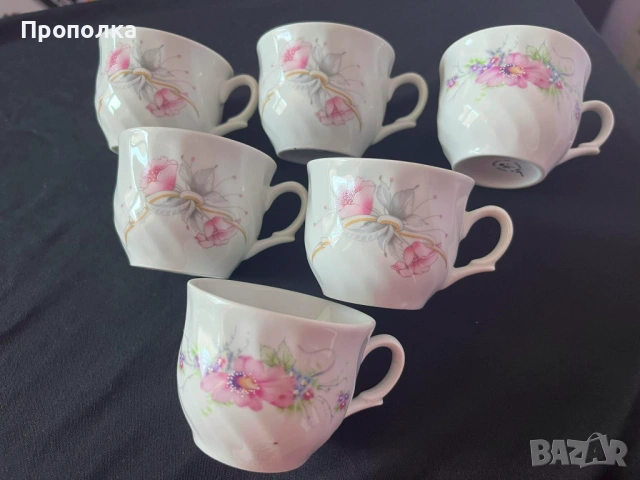 Български чашки с красиви, нежни декори и десертни чинийки, снимка 3 - Чаши - 54101103