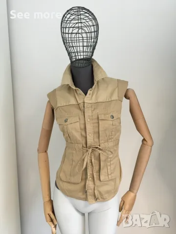 DIESEL памук и лен елек сафари XS, снимка 2 - Елеци - 55415859