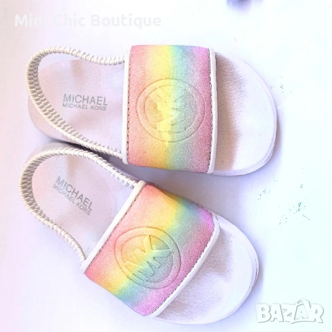 Michael Kors детски чехли №25 (14 см) – rainbow, като нови, оригинални, снимка 4 - Детски сандали и чехли - 54315552