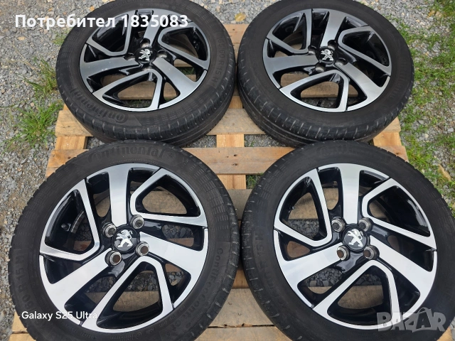 Лети джанти 15ки 4х100 Peugeot, Toyota + летни гуми 165/60/15 Continental, снимка 2 - Гуми и джанти - 54839582