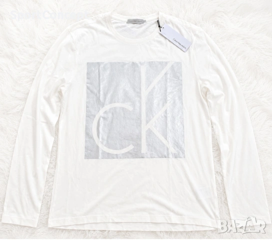 Calvin Klein Jeans блуза с дълъг ръкав – Бяла/Черна, снимка 4 - Блузи - 55070669