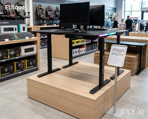 Гейминг бюро - LED RGB, Регулируема височина, 140см