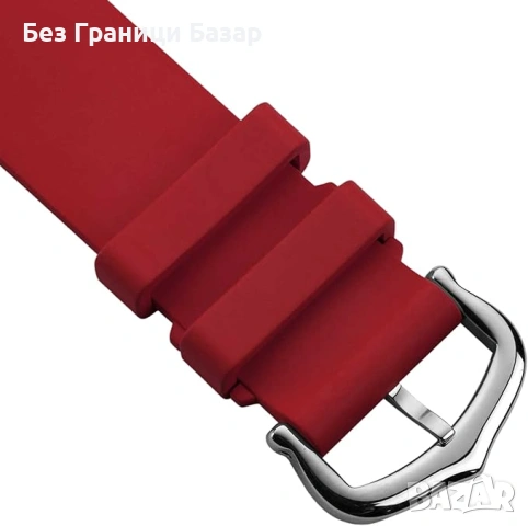 Нова червена FKM каишка за часовник 18mm гумена водоустойчива със стоманена катарама, снимка 3 - Каишки за часовници - 54653444