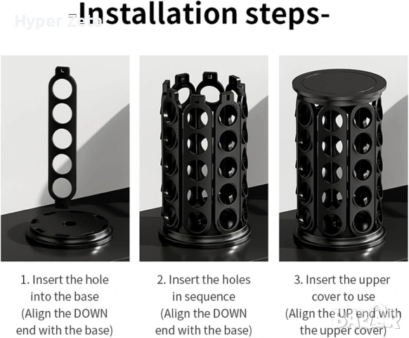 Въртяща стойка за капсули кафе до 40 броя метална черна за Dolce Gusto, снимка 7 - Кафемашини - 53956633