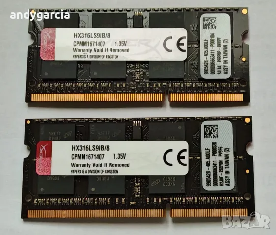 16GB KIT 2x8GB RAM DDR3L KIngston XyperX 1600MHz PC3 12800 204 pin 1.35V Laptop Notebook Memory рам, снимка 3 - RAM памет - 55508668