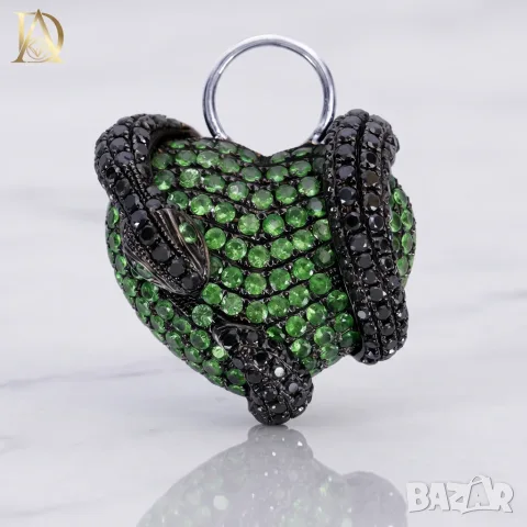 Нова Уникална Златна Висулка с 2.90кт Естествени Диаманти и Изумруди, снимка 2 - Колиета, медальони, синджири - 48465924