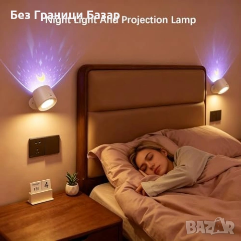 Нова стенна Безжична LED нощна лампа 2 в 1, магнитна ротация, димиране, 2200mAh, снимка 5 - Други - 54980701
