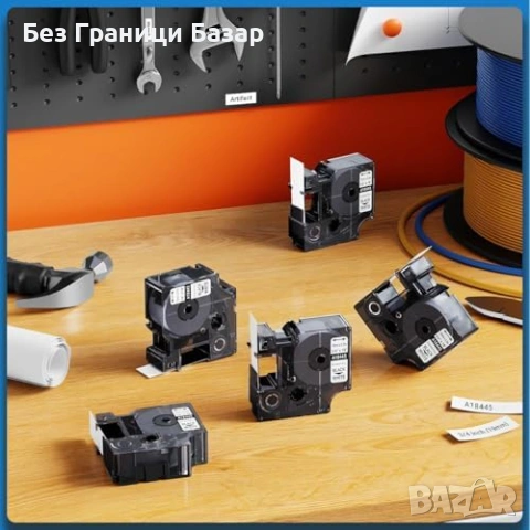 Нов комплект DYMO Rhino 18445 винил етикет лента 19 мм x 5.5 м бяла 4 броя, снимка 2 - Други стоки за дома - 55169509