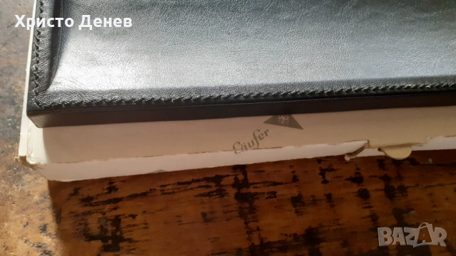 поставка за химикалка за бюро Лауфер Läufer Германия естествена кожа, цвят черен, ръчна изработка, снимка 2 - Други ценни предмети - 54750345
