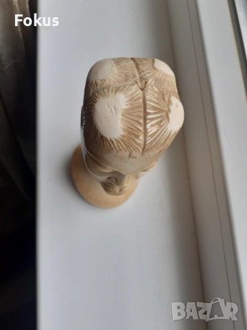 Масивна тежка статуетка фигура глава от слонова кост, снимка 4 - Антикварни и старинни предмети - 54070523