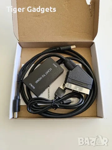 SCART към HDMI конвертор 1080P – адаптер с HDMI, SCART и USB кабели за TV, DVD, PS2, VHS и Xbox, снимка 3 - Друга електроника - 54494402