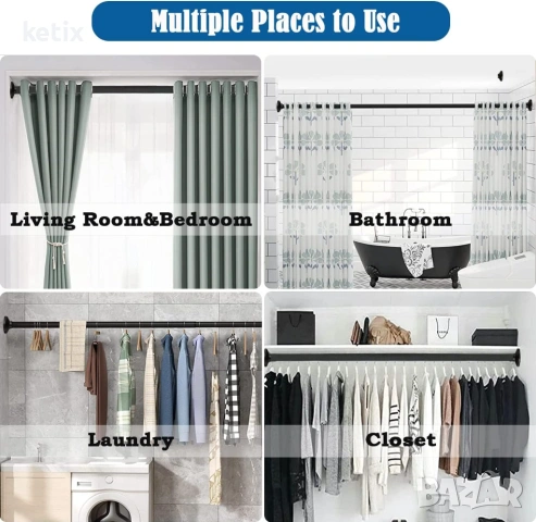 Телескопичен корниз за завеса, душ кабина с дължина 300 см, 32мм, снимка 2 - Други стоки за дома - 54057697