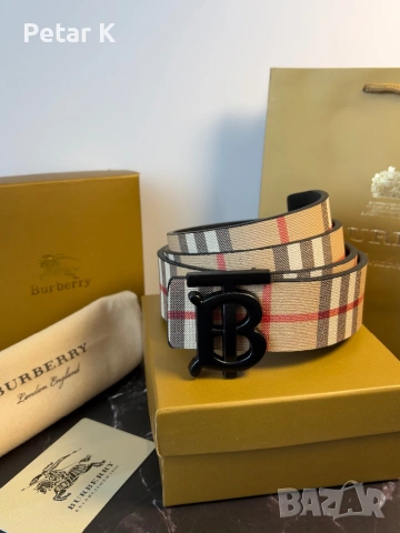 Мъжки Колан Естествена Кожа Burberry, снимка 3 - Колани - 54678805