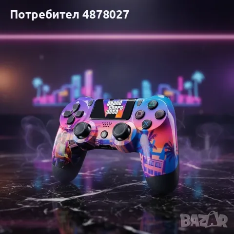 Безжичен джойстик за PS4 с тъчпад, вибрация и LED осветление – FC25 / GTA дизайн, снимка 5 - Джойстици и геймпадове - 55659941