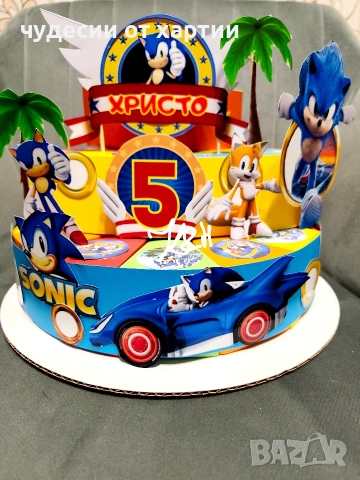 Картонена торта Соник