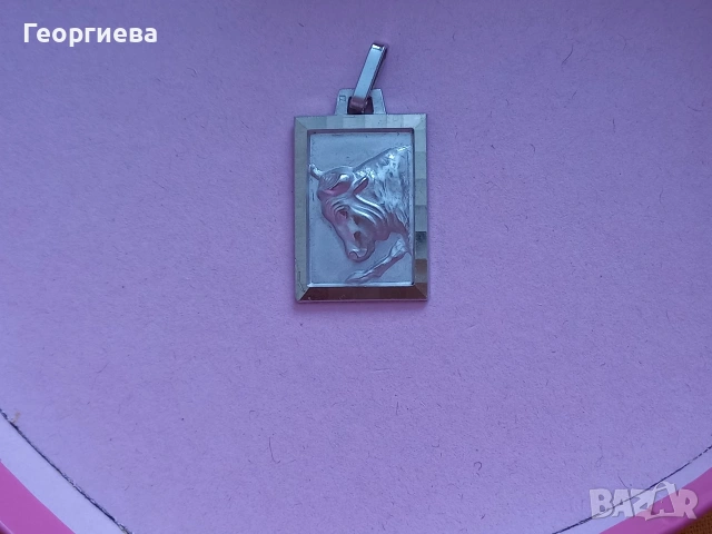 Сребърен кръст с позлата и висулка от стомана с зодия телец , снимка 11 - Колиета, медальони, синджири - 41887022
