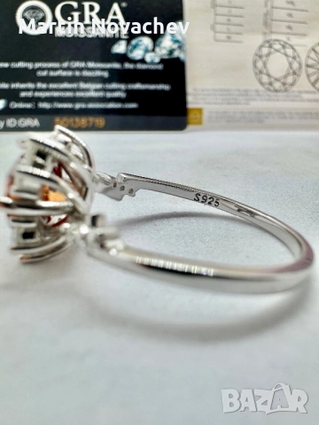 Сребърен пръстен с мойсанит (Диамант) 2 карата, снимка 8 - Пръстени - 54091843