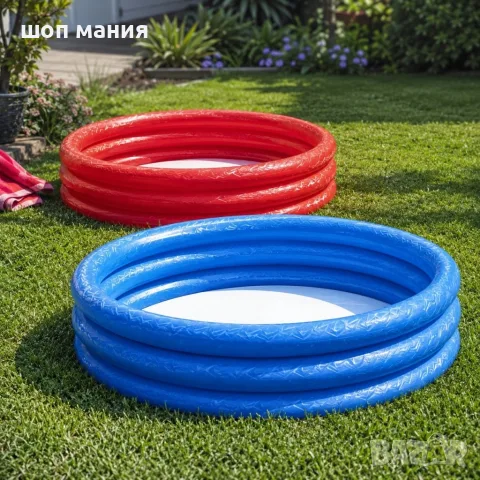 Детски надуваем басейн 152 x 30 см, 3 въздушни камери, за деца 2+ години, червен или син