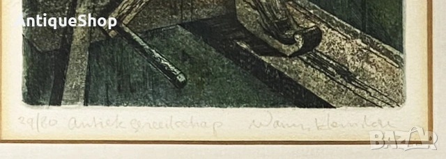Стара картина офорт, графика, подписана. , снимка 3 - Картини - 55263927