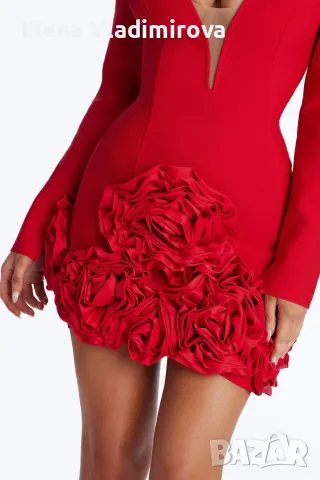Оригинална Мини Рокля 3D апликация - бранд Fashion Nova, снимка 2 - Рокли - 55596691