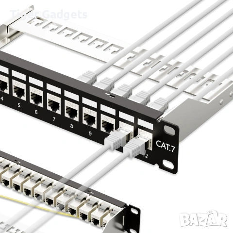 iwillink 12-портов RJ45 Patch Panel Cat7 STP – Екраниран, за стенен или Rack монтаж